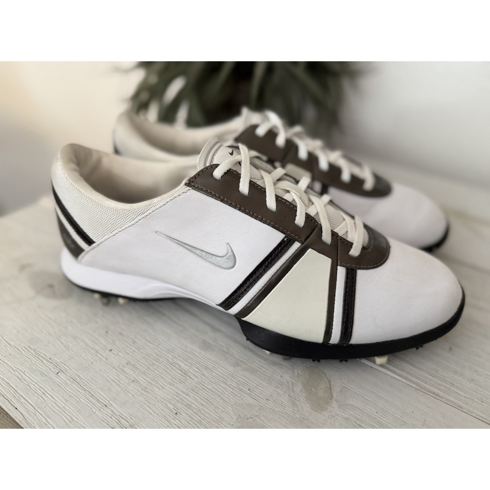 Nike Air Golf Shoes Women Size 8 Dormie White Gray Metallic Soft Spikes Lace Up